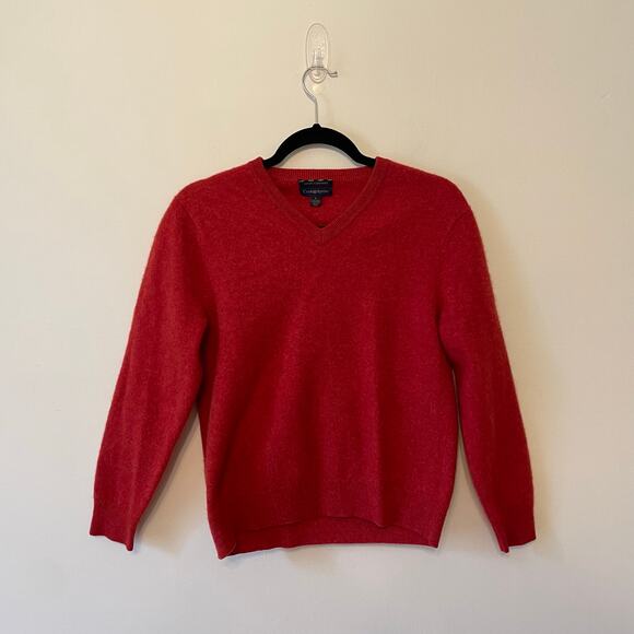 Club Room S/M cashmere sweater cozy cabincore red v neckline elegant soft winter - Picture 1 of 7